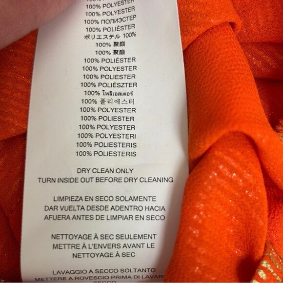 Michael Kors women’s top size small orange with gold foil paisley bell sleeves - Picture 12 of 12